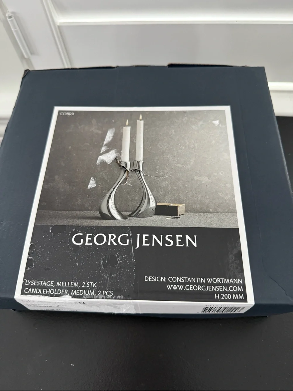 George Jenson NIB Cobra Candlestick Medium, 2 Piece $190 MSRP